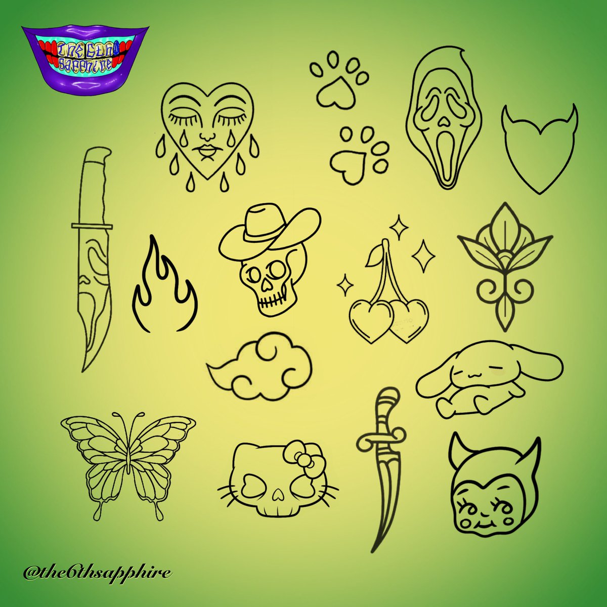 AmbersEternal's tweet image. Hey Houston I’m looking to build my portfolio, tht bein said I’m going to be doing free tattoos. I have 3 sheets of flash to choose from for arm &amp;amp; leg placements only.  DM me to get in on these deals🕷
Tips are always appreciated🫶🏼🖤

#tattooapprentice #houstontattoos