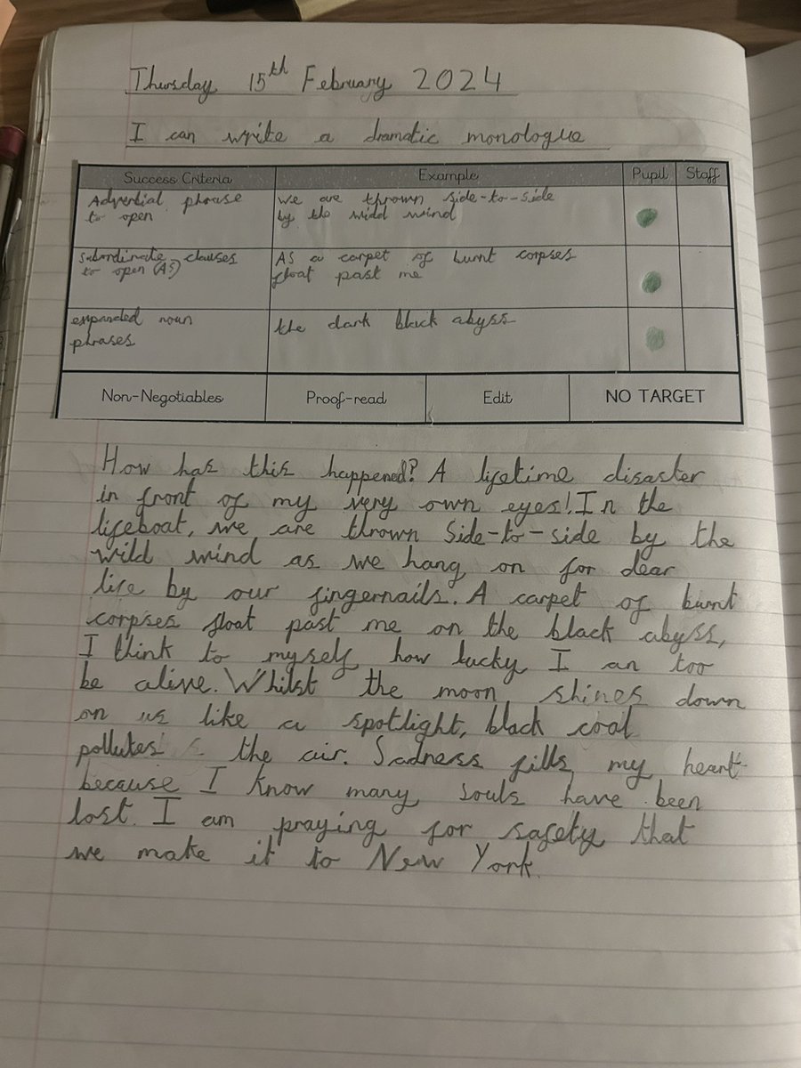 Inspired by scenes from your film @JimCameron, our Y6 pupils have been writing their own monologues from a Titanic survivors perspective. We’d love some feedback! #Titanic