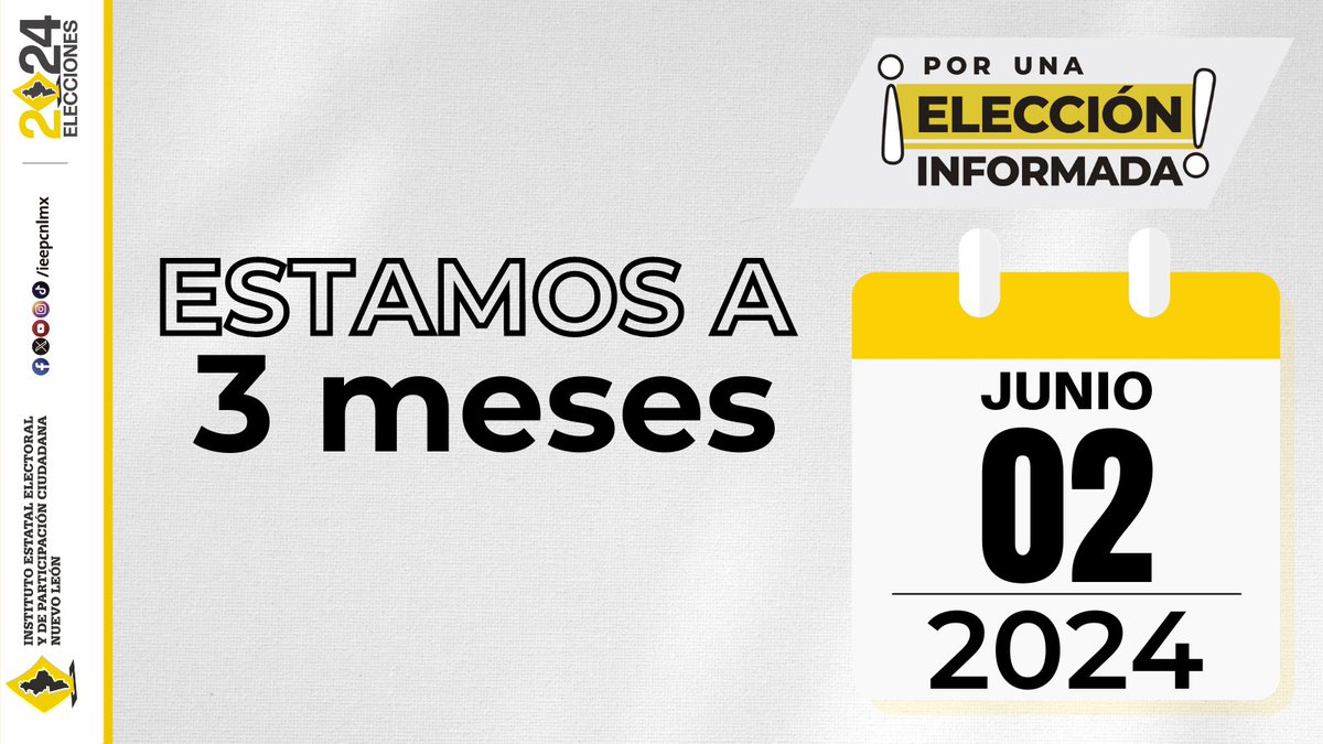ieepcnlmx's tweet photo. El reloj no se detiene 🗳️⏳ Es hora de informarse, debatir y prepararse para hacer oír tu voz en las urnas. 💬
#ConteoRegresivo #DemocraciaActiva #Elecciones2024Mx #2deJunio #EleccionInformada https://t.co/PQSYrLMSll