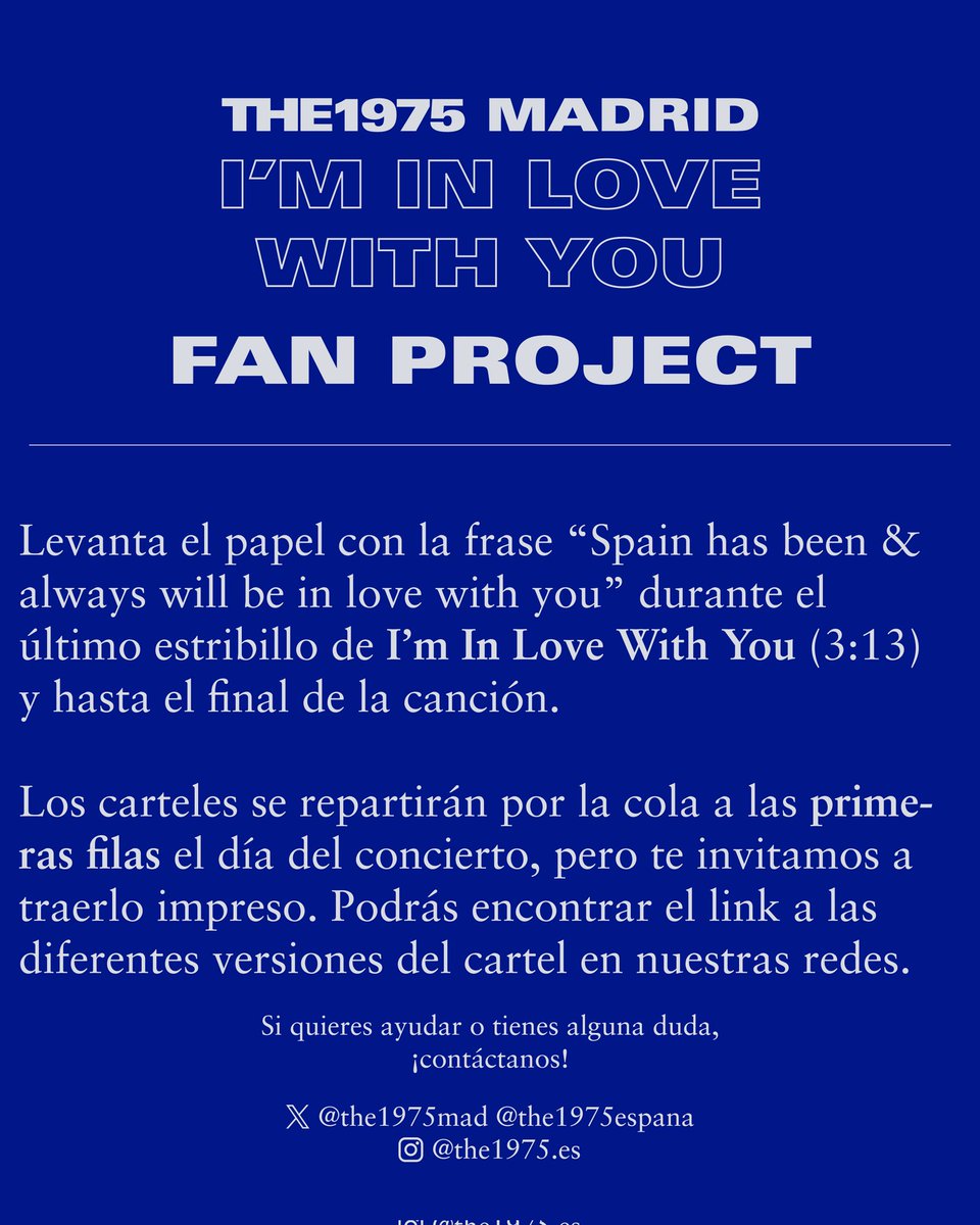 the1975mad's tweet photo. ♥️FAN PROJECT I'M IN LOVE WITH YOU♥️

Aquí está el segundo proyecto para el concierto de The 1975 en Madrid!

Link a los carteles:
https://t.co/KZikjYiCFH https://t.co/wsJk6QHZiV