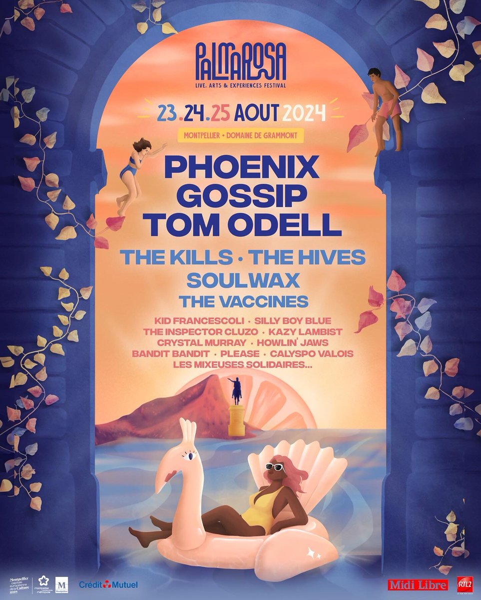 PALMAROSAFEST's tweet image. Découvrez l’affiche complète du #PalmarosaFestival2024

Avec @wearephoenix Gossip @TomOdell  @TheKills @TheHives @soulwax @thevaccines  @kidfrancescoli The Inspector Cluzo, Silly Boy Blue, @KazyLambist, Crystal Murray, @HowlinJaws….