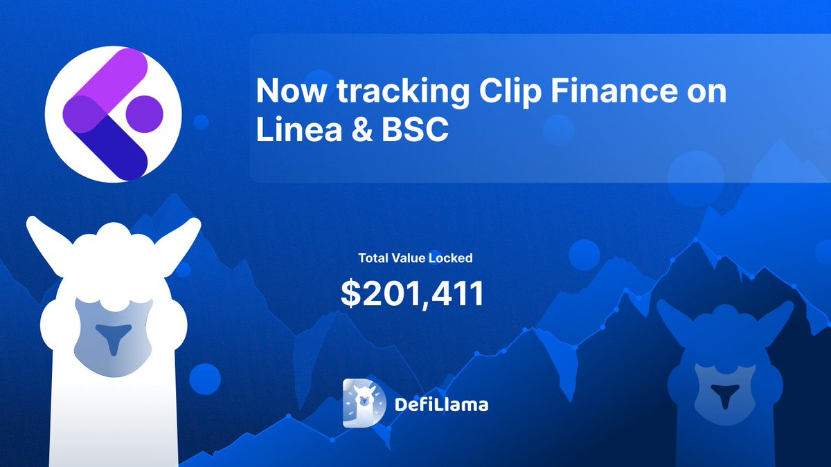 DefiLlama's tweet photo. Now tracking @ClipFinance on @LineaBuild and @BNBCHAIN 

Simplifying yield farming and maximizing profitability by leveraging AI-driven liquidity management https://t.co/AsR8yZmx4Y
