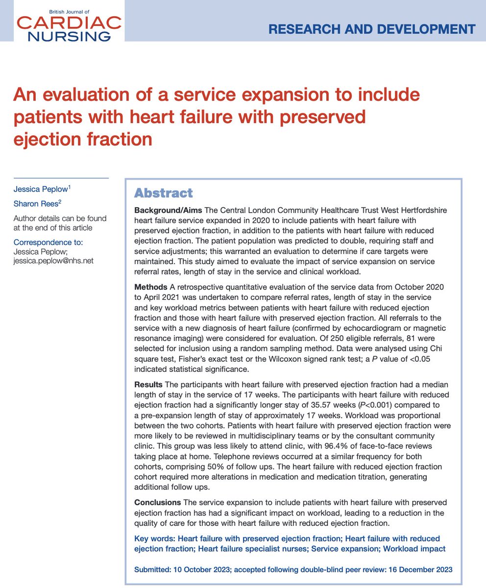 <a href="/BJCardNursing/">BJ Cardiac Nursing</a> An evaluation of a service expansion to include patients with #heartfailure with preserved ejection fraction #HFpEF

magonlinelibrary.com/doi/full/10.12… 

<a href="/WelshHFNF/">WelshHFNF</a> <a href="/NIHFNurses/">NIHFNF</a> <a href="/IAHFNurses/">Irish Association of Heart Failure Nurses</a> <a href="/BSHNurseForum/">BSH Nurse Forum</a> <a href="/bancccouncil/">BANCC💙</a>