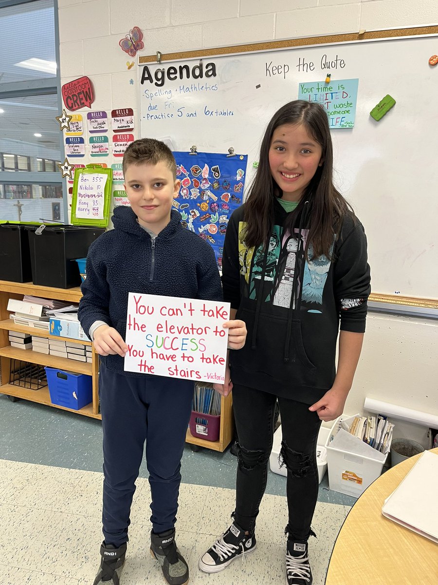A well deserved keep the quote winner today! V recognized A’s hard work and persistence this week. ❤️ <a href="/ThomasMoreOCSB/">St. Thomas More School</a>