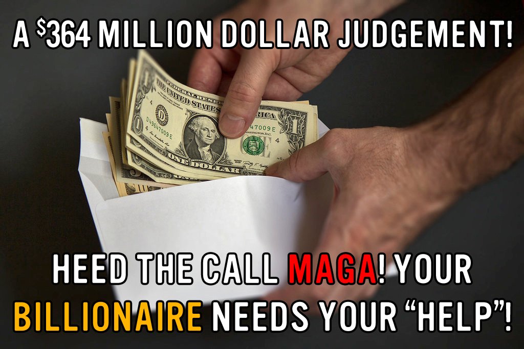 TheHausWorking's tweet photo. Hey @DonaldJTrumpJr @IvankaTrump @EricTrump Ya’ll gonna help Daddy, @realDonaldTrump and @Trump?
#JudgementDay #364Million #MagaMoney #Grift #PayUpMAGA https://t.co/HSWBGiJUQp