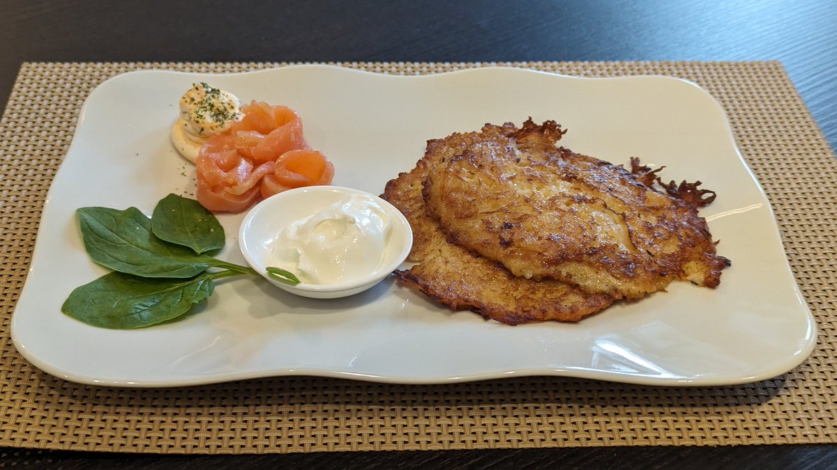 The Latvian National Museum of Art has a cafe that serves lovely lunches, including the likes of potato pancakes with salmon. Did you enjoy pancakes this week? #latvia #food #goeatdo