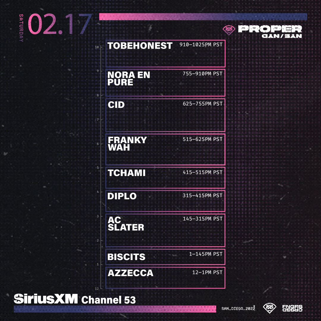 Tomorrow (Saturday 2/17) we’re taking over @SiriusXMElectro beginning at 12PM PT to air select sets from #ProperNYE 23/24 🔊 Tune in to @SIRIUSXM Channel 53 starting at Noon PT to relive your favorite sets from our NYE weekend 🧬