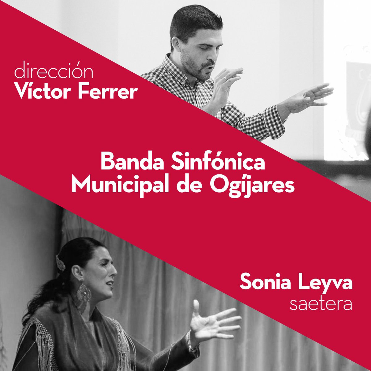 I Concierto del Ciclo Cofrade 2024
Banda Sinfónica Municipal de #Ogíjares

Dirección: Víctor Ferrer <a href="/victorferrertub/">Víctor Manuel Ferrer</a> 
Saetera: Sonia Leyva

Domingo 18 de febrero, 18:00h
Parroquia Santos Justo y Pastor
#Granada