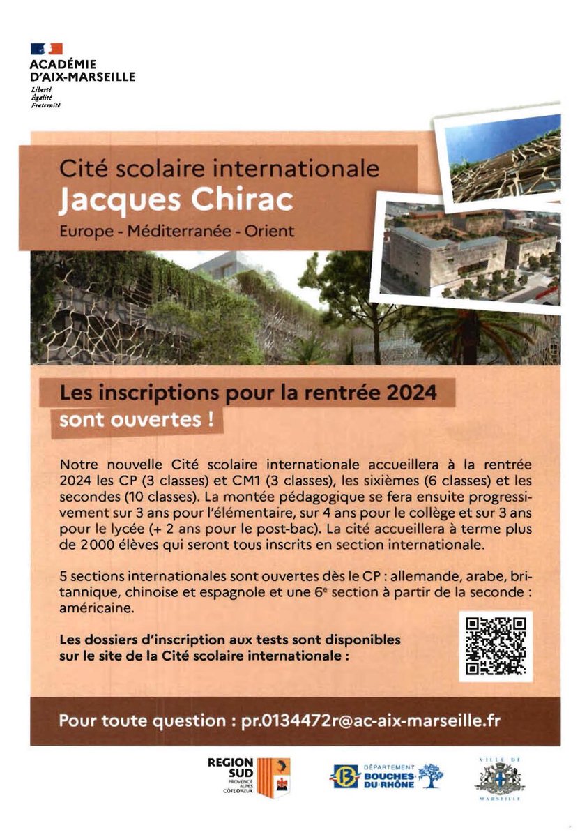 La cité scolaire internationale Jacques Chirac : un sueño hecho realidad.
Marseille, terre d’accueil, cosmopolite méritait ce lieu d’élévation pour tous les élèves.