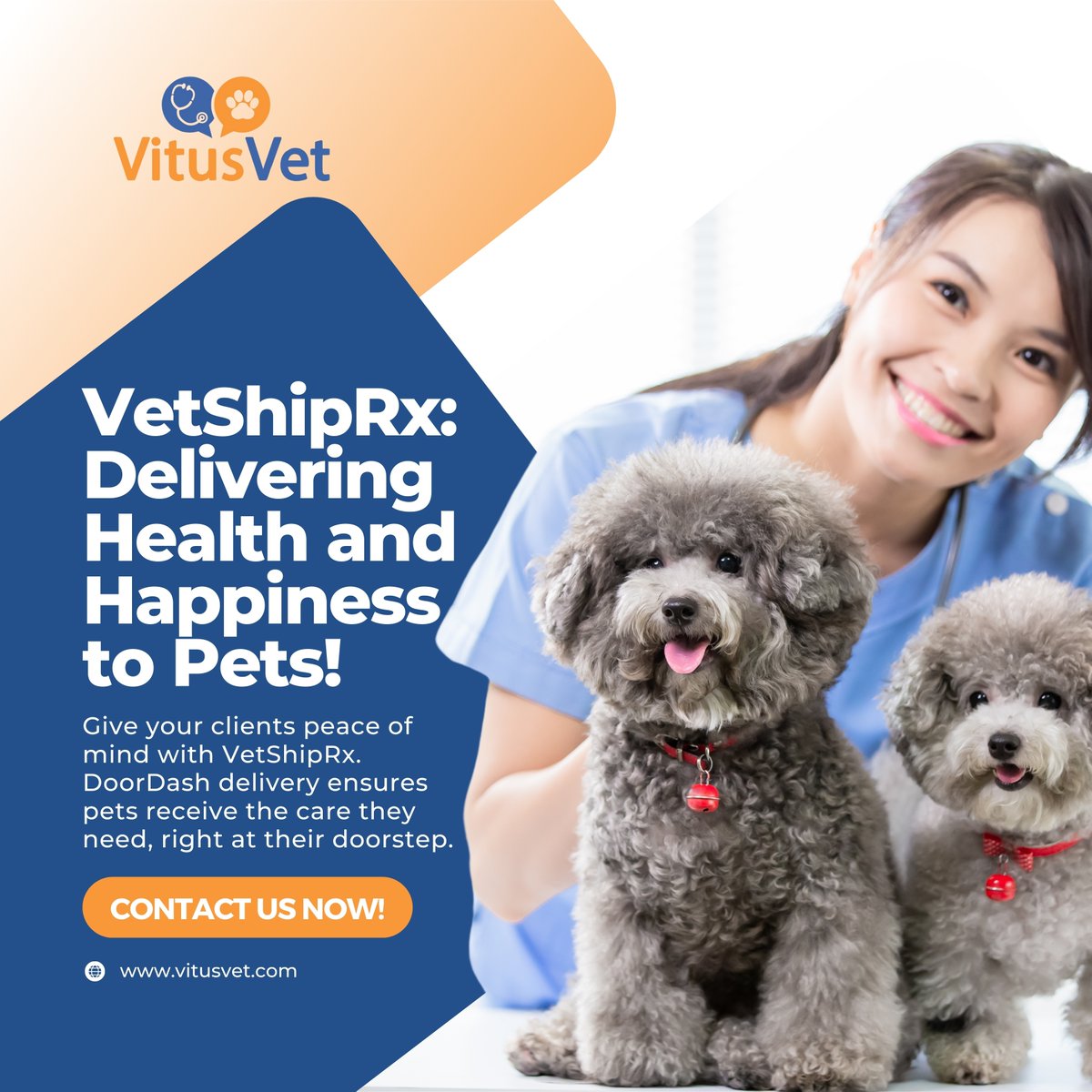 Health and happiness, are delivered! 

VetShipRx brings peace of mind to your clients, ensuring pets receive the care they deserve. 🚚🐾 

🐾 For more information, visit vitusvet.com 

#VitusVet #VetShipRx #PetHealth #VitusVetRevolution #SmartPetCare