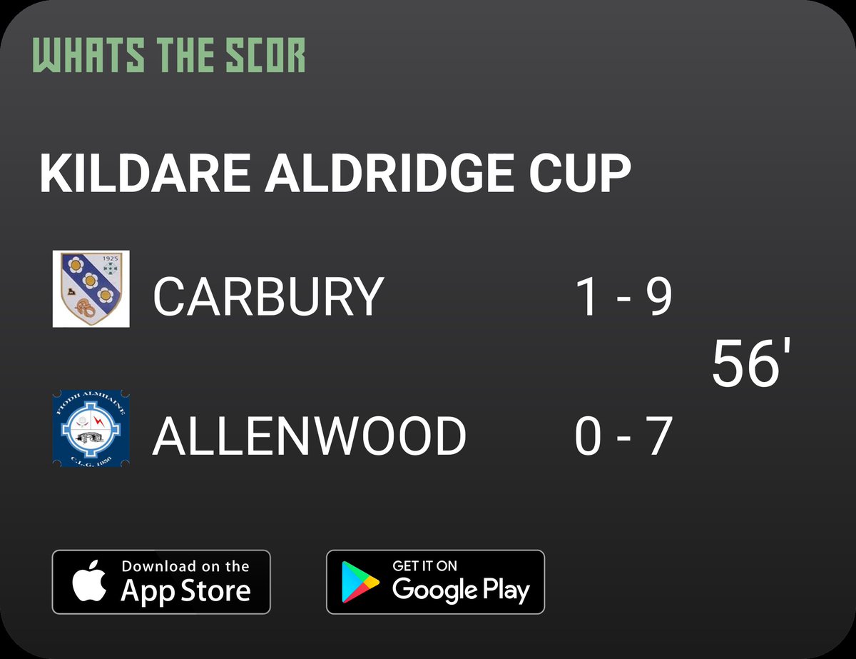 Carbury GAA (@gaacarbury) on Twitter photo Get Live Score Updates straight to your phone, download Whats The Scor. Follow us on <a href="/WhatstheScor/">Whats The Scór</a>
Second yellow for Allenwood man after catching jp's ankle as he got out in front. Looked accidental but allenwood down to 14. Get Live Score Updates straight to your phone, download Whats The Scor. Follow us on <a href="/WhatstheScor/">Whats The Scór</a>
Second yellow for Allenwood man after catching jp's ankle as he got out in front. Looked accidental but allenwood down to 14.
