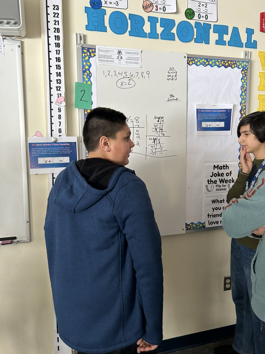 SrmMath's tweet photo. Equations with solutions of 2… how many can you find? #ilovemath #thinkingclassroom #solvingequations #7thgrade @SRMWarriors @pgliljedahl https://t.co/Nf4hHMpDcL