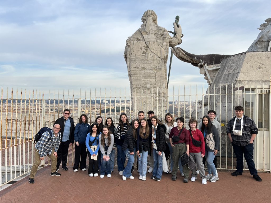 CoachTurkOHS's tweet photo. How are you spending your vacation?  OHS visits Roma &amp; Sicily 2024 edition.  Rooftops behind the scenes, TOP views of city, hanging w/ Luigi the tour guide. Next year we coordinate a go pro for curriculum development! #gopro @OSchoolsPR @TeachMitch @DianeProvvido @MitchBickman https://t.co/zzk7VZ7rYE