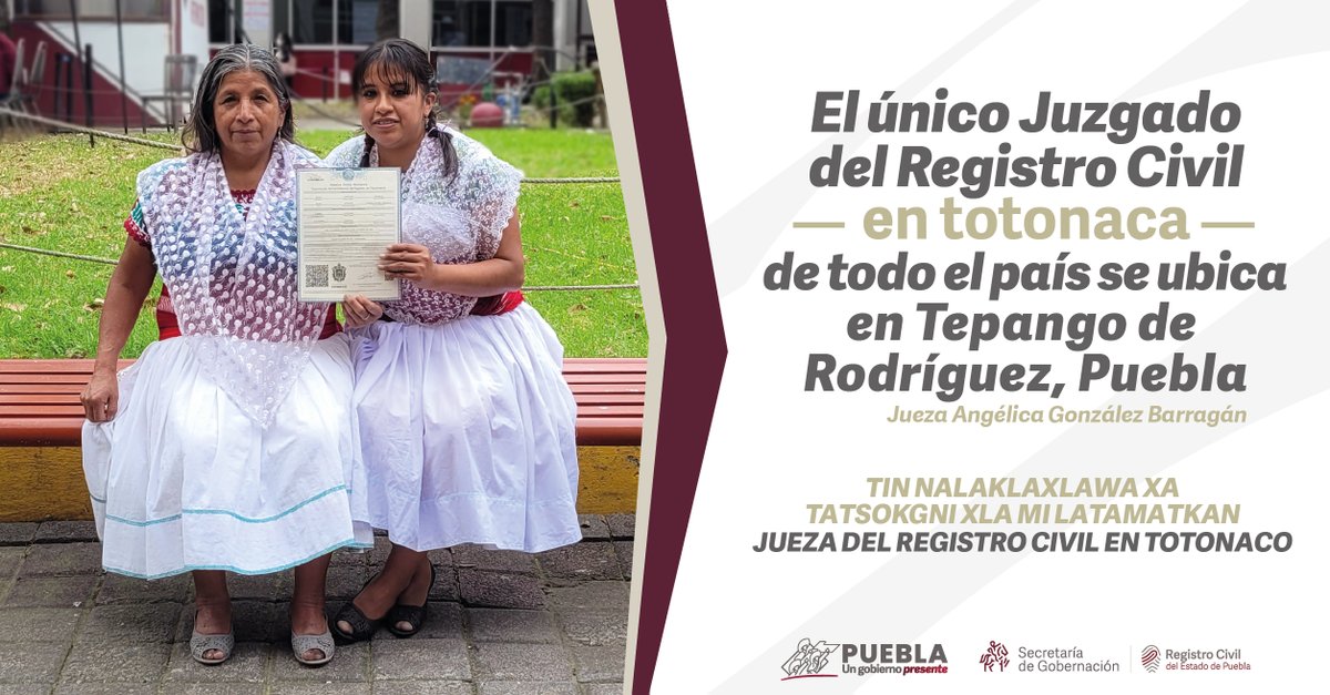 Segob_Puebla's tweet photo. #RegistroCivilInforma || En el @RCivilPuebla seguimos avanzando a favor de la inclusión y diversidad en #Dialectos.
📌 Ubicación: Tepango de Rodríguez 🟰 Totonaca
📌 Ubicación: Zoquitlán 🟰 Mazateco
📌 Ubicación: Tlaola 🟰 Náhuatl https://t.co/zvW1tR9loU