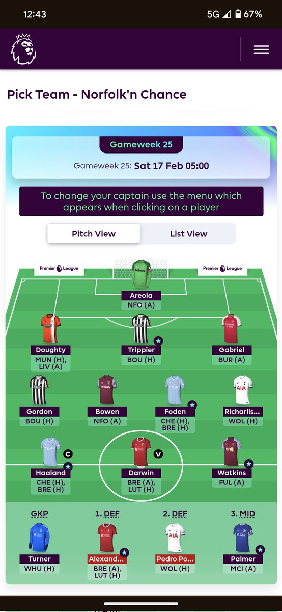 jjeltema's tweet photo. @official__ibk 1 FT, 1.1 ITB. Roll the FT? TAA to Ake for free. TAA/Palmer to Maguire/KDB for a -4? Torn on what to do... https://t.co/mjBhBpKIZ3