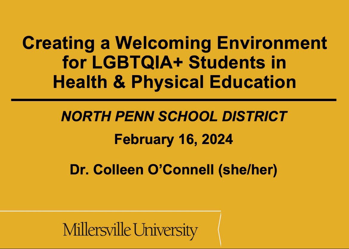 Great morning with K-12 educators &amp; staff members from North Penn School District (<a href="/NPSD/">North Penn School District</a>)!

We explored strategies for fostering #inclusiveeducation for LGBTQIA+ students - so that they feel valued &amp; affirmed in Health &amp; Physical Education settings. 

Thanks for the opportunity!