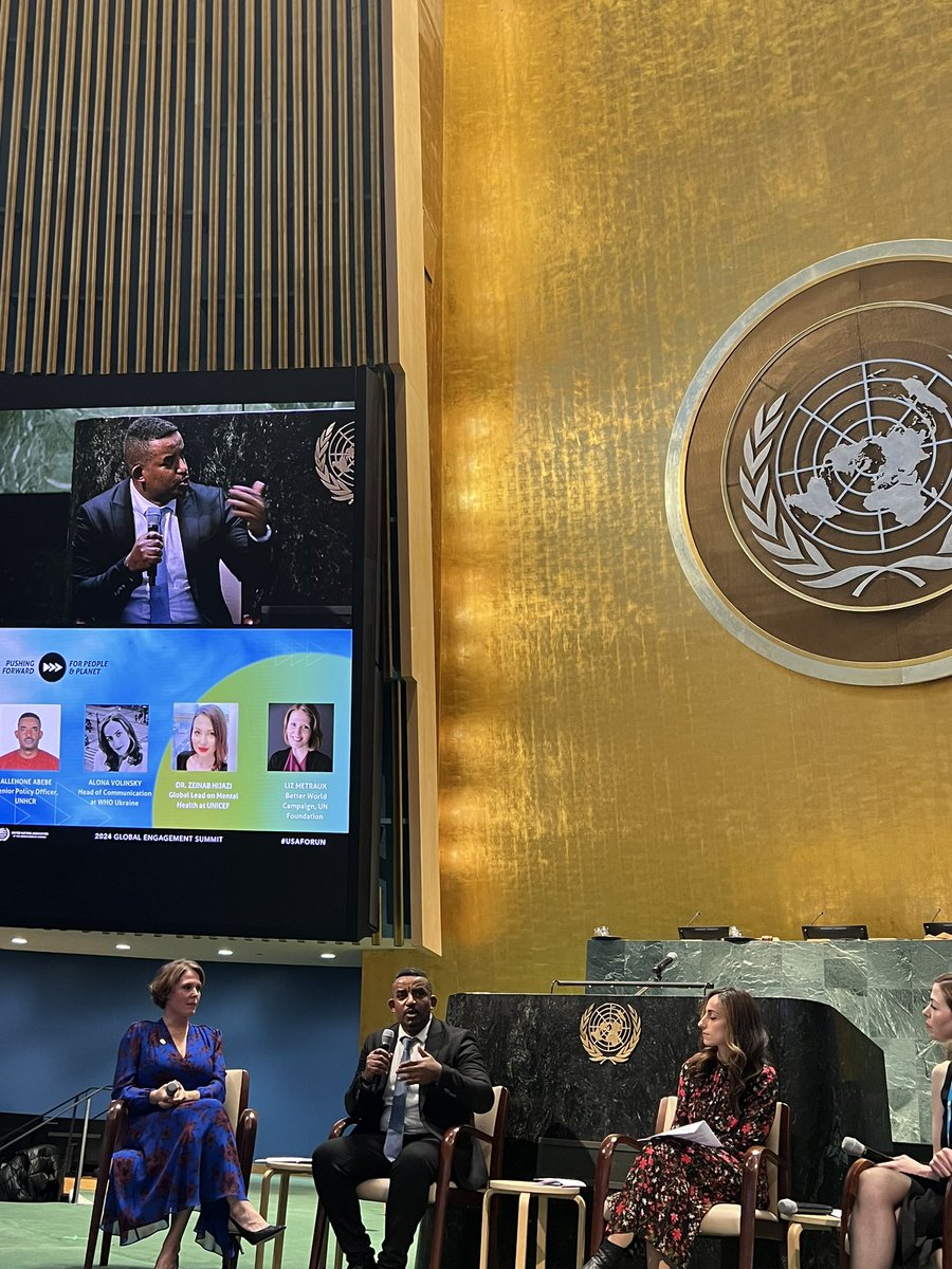 Thank you @Alehone for speaking so passionately about the need for more access to mental health services for refugees- & how they are filling the gaps & supporting one another Impactful to be with @UNAUSA at the UN for this timely discussion #MentalHealthMatters #withrefugees
