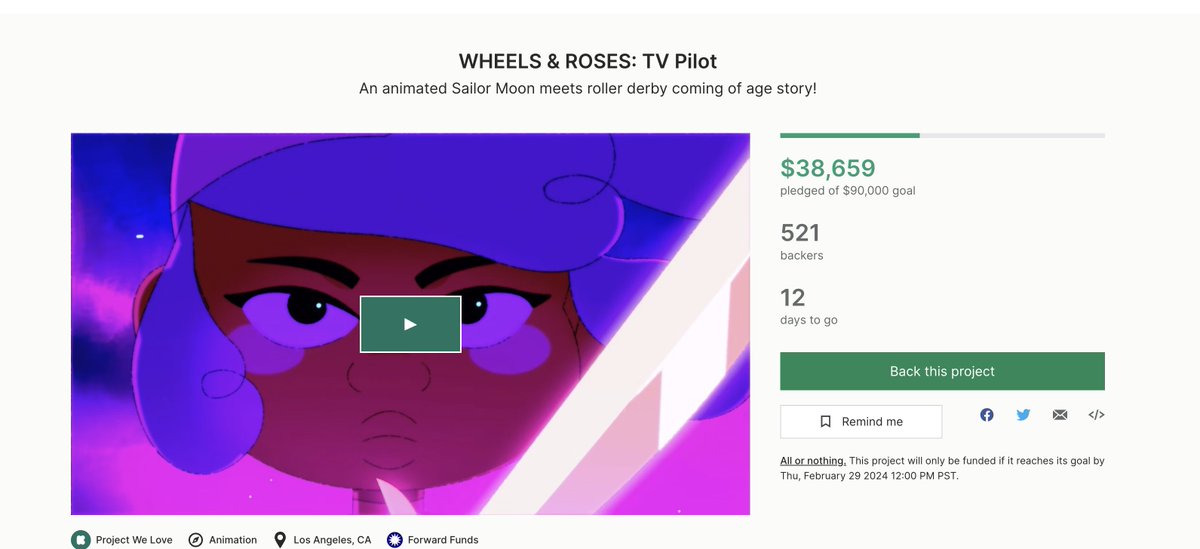 WE'RE ALMOST AT 40K, WE CAN DO IT!! FUND BLACK MAGICAL GIRL SHOWS! FUND BLACK MAGICAL GIRL SHOWS! FUND BLACK MAGICAL GIRL SHOWS! FUND BLACK MAGICAL GIRL SHOWS! kickstarter.com/projects/wheel… #indieanimationday #WHEELSANDROSES