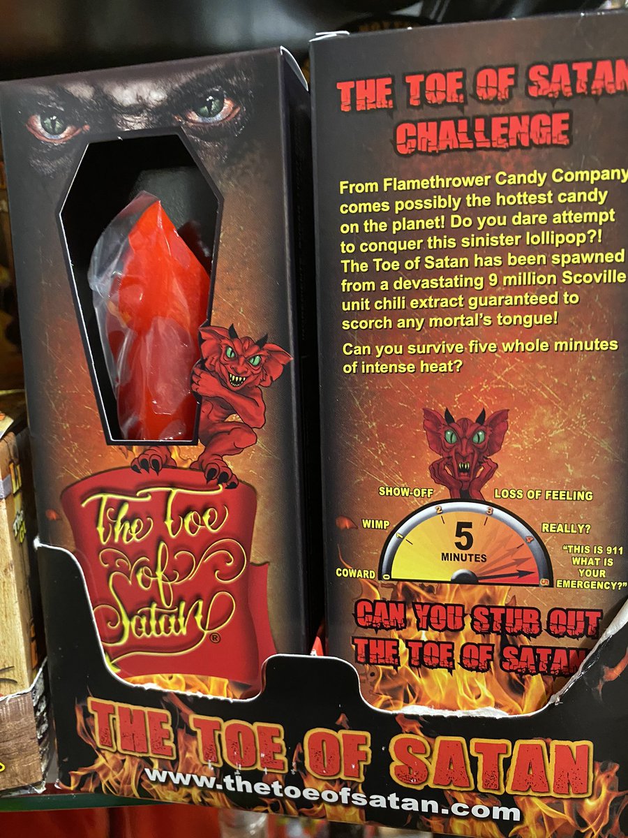 thechillishop's tweet photo. ⚠️ Challenge ⚠️
Back in stock tomorrow, the Toe of Satan lollipop and Lil' Nitro Gummy Bear. Both £10

⛔️ 9 million Scoville Heat Units infused 

Don't do it! 

#leedsuni #leedsbeckett #chillichallenge https://t.co/Wd9QMcbvqj