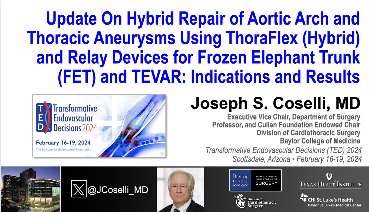 Hybrid Repair of aortic arch and thoracic aneurysms. #aortaEd #NotRetiredYet