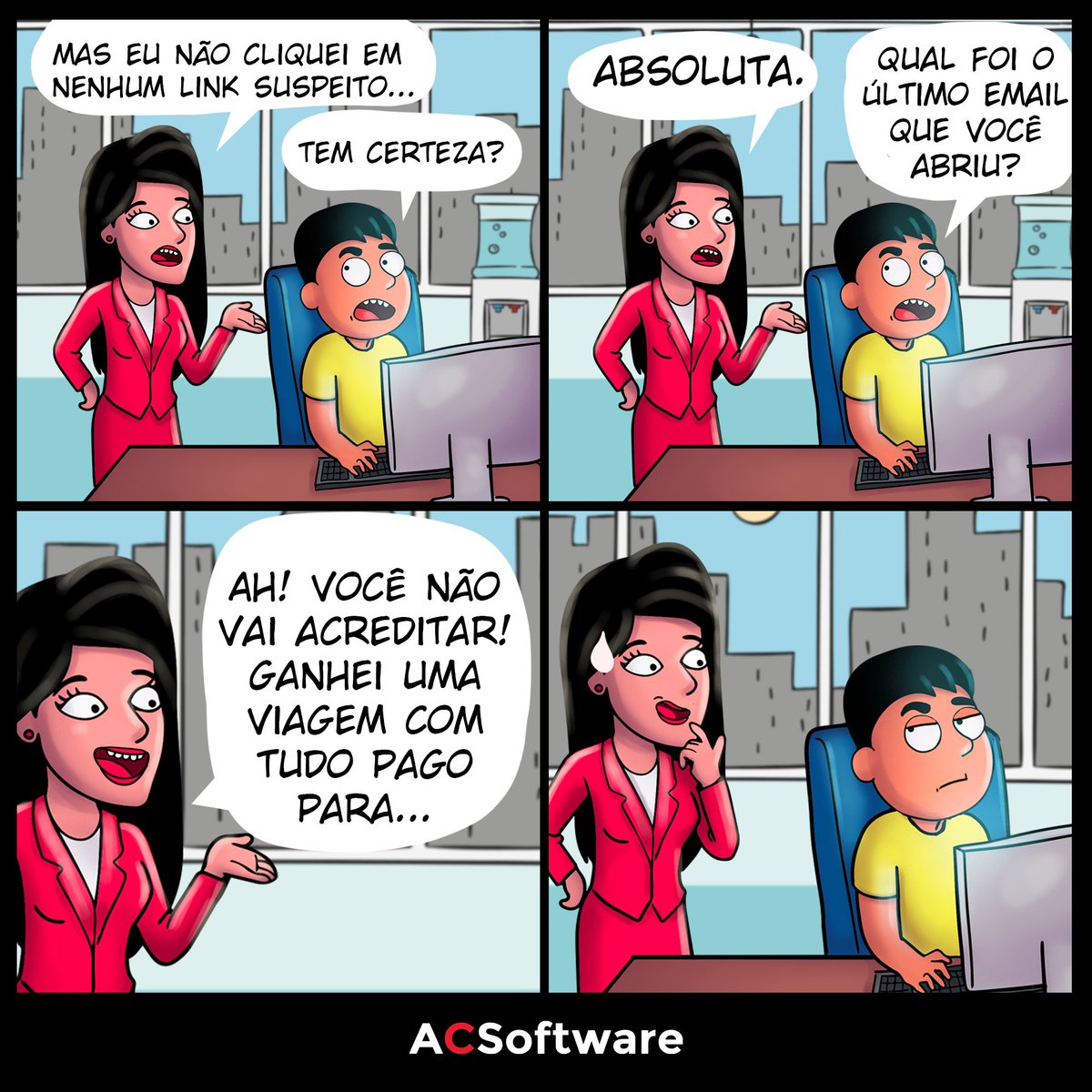 acsoftwarebr's tweet photo. 😂 Para o incrível mundo dos ataques digitais, com certeza. 😂

Quem nunca clicou sem querer num link “nada suspeito” no e-mail, não é?

Pois é dessa forma, numa simples inocência do dia a dia, que sua empresa pode ruir devido a um ataque digital. 👀

#cibersegurança #ataquesdigitais #tirinhadehumor #ti #ACSoftware #ManageEngine