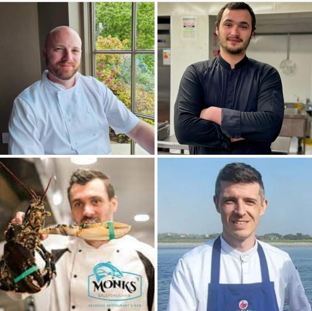 Chefs of the Burren Top L-R: Jonathan Farrell, Gregans Castle Hotel, Pierrick Viella @hylandsburren Bottom L-R Chef Daniel Daly @monksseafood & Chef Alec Foster @LinnanesBar Newquay. #theburren #slowfood @ClareTourism @poloconghaile