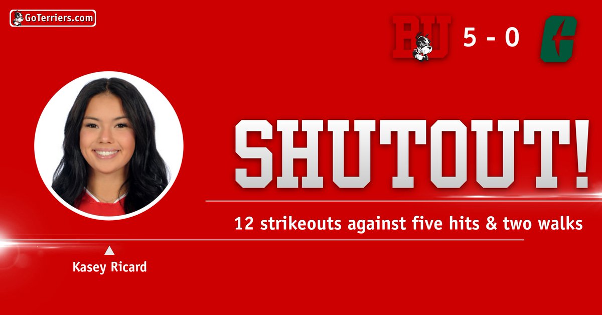 Stellar pitching performance from Ricard, as she utilizes 12 strikeouts to shut out the 2023 Durham (N.C.) Regional finalist 49ers! #GoBU