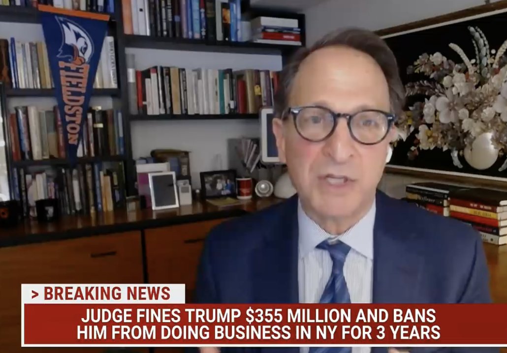 As <a href="/AWeissmann_/">Andrew Weissmann (weissmann11 on Threads/Insta)🌻</a> just remarked, Judge Engoron's judgment proclaims Trump can't run his own long-time business for 3 yrs, can't even sign a check for the company he created, that has his name on it--yet, he's heading a campaign to run USA. Decades of fraud have come home to roost.