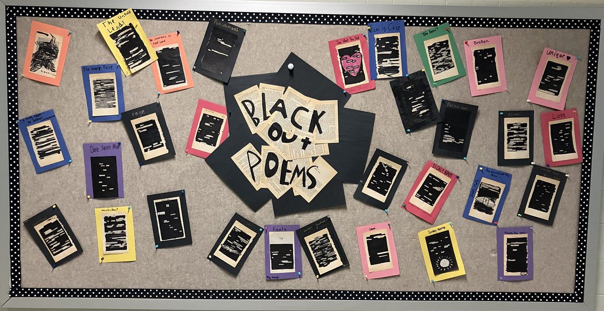 MsDThompson2's tweet image. Emily was showing off her “Artistic -Creator” side while designing the layout of our Blackout poem bulletin board.

Thank you Emily for putting this together to display your classmates poetry!

#RIASEC #poetry #createdtocreate

@EFMSWarriors @MrChairge