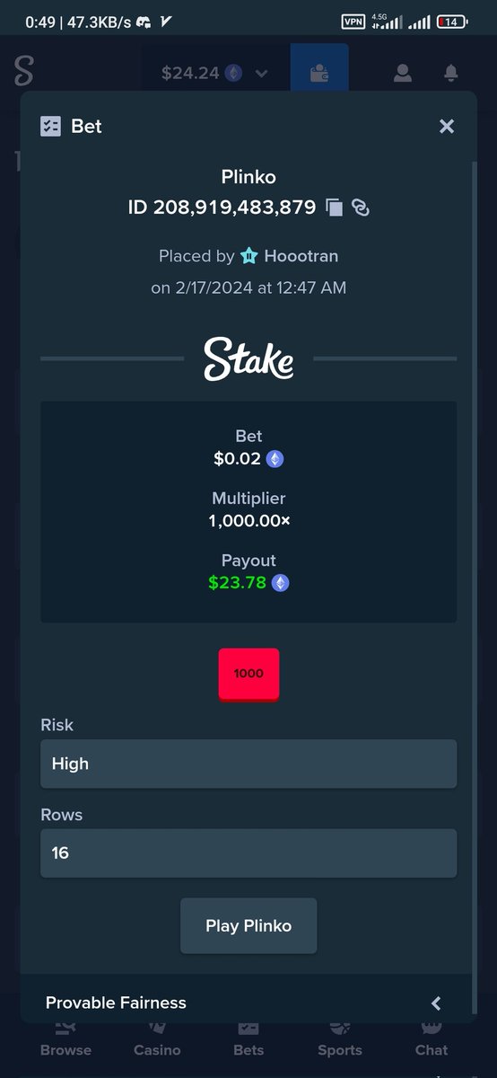 PedramShiari's tweet photo. Finally 1000x Plinko bal
Double?
Thanks @Stake https://t.co/TTP9cIYJht