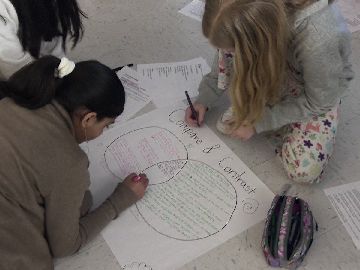Ms__Jahn's tweet photo. It began as identifying the allusion in “I, Too” by Langston Hughes. It became a compare and contrast activity between  “I Hear America Singing” by Walt Whitman and “I, Too” by Langston Hughes. These kids always impress me with their insights! #enrichment #studentledlearning https://t.co/gAzPy4gPtA