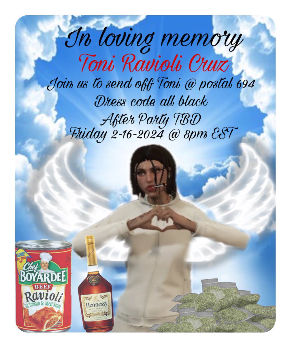greeendischarge's tweet photo. GONNA BE LIVE TONIGHT STREAMING TONI’S SEND OFF AT 8PM EST 🕊️ (IT WILL BE OPEN CASKET) https://t.co/Y8Y4ca4JTJ https://t.co/BAJ9P0EZAe