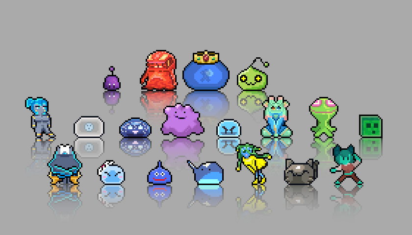 ✏️ The #slime line-up #pixelart 
➕ Male Purple Slime [ Stardew Valley : <a href="/ConcernedApe/">ConcernedApe</a> ] 
⚪️ Some slime personas to join the list.
