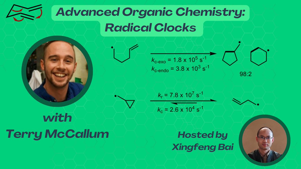 This week on Synthesis Workshop we continue our Advanced Organic Chemistry course as Terry McCallum gives us an introduction to radical clocks! Thanks to Xingfeng Bai for hosting and editing this talk!!

Link: youtu.be/wYe4I8xReXA