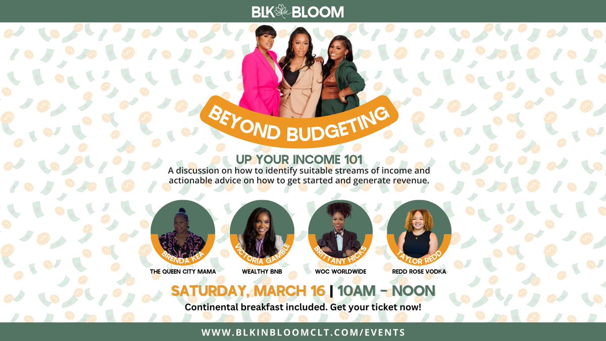 blkinbloomclt's tweet photo. Meet Brenda Kea, a powerhouse panelist for Beyond Budgeting: Up Your Income 101! Her insights into building a personal brand and monetizing social media content are invaluable. 💼💡  https://t.co/wlVr4WE6j7 https://t.co/xvfuiACG5k