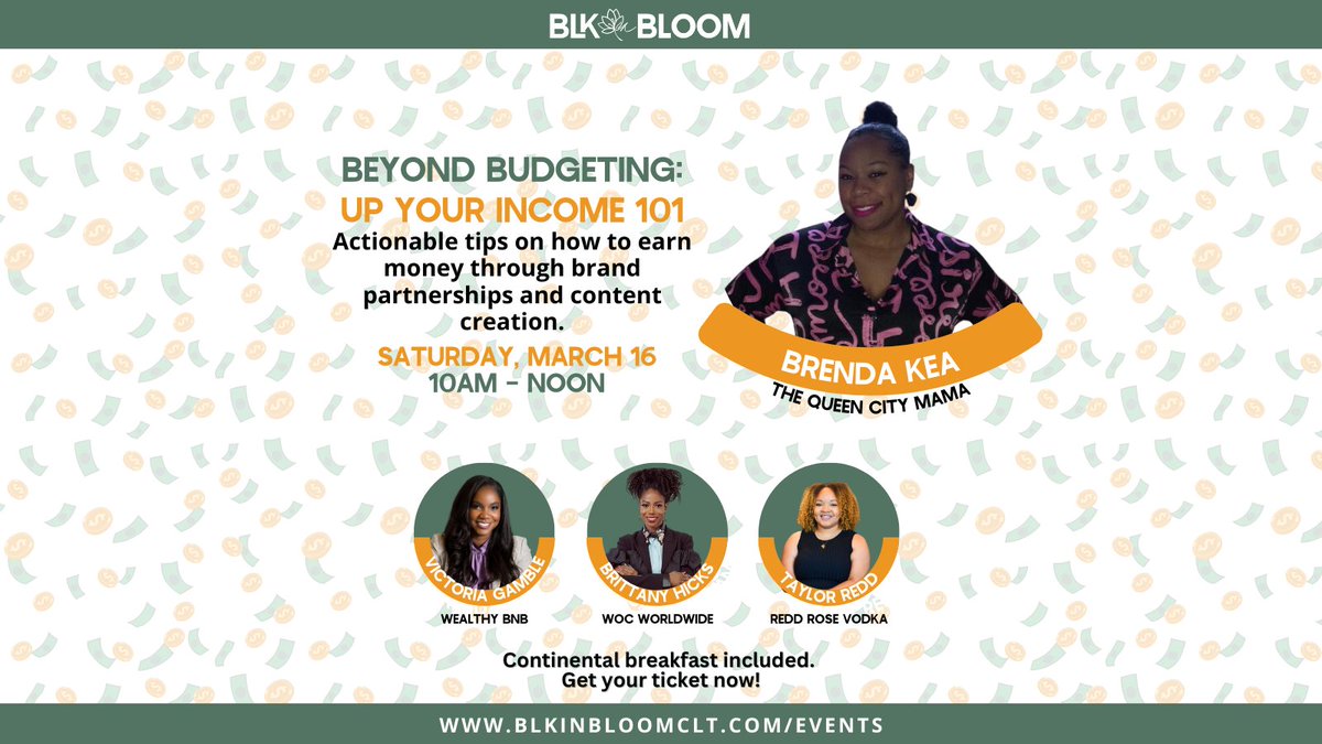 blkinbloomclt's tweet photo. Meet Brenda Kea, a powerhouse panelist for Beyond Budgeting: Up Your Income 101! Her insights into building a personal brand and monetizing social media content are invaluable. 💼💡  https://t.co/wlVr4WE6j7 https://t.co/xvfuiACG5k