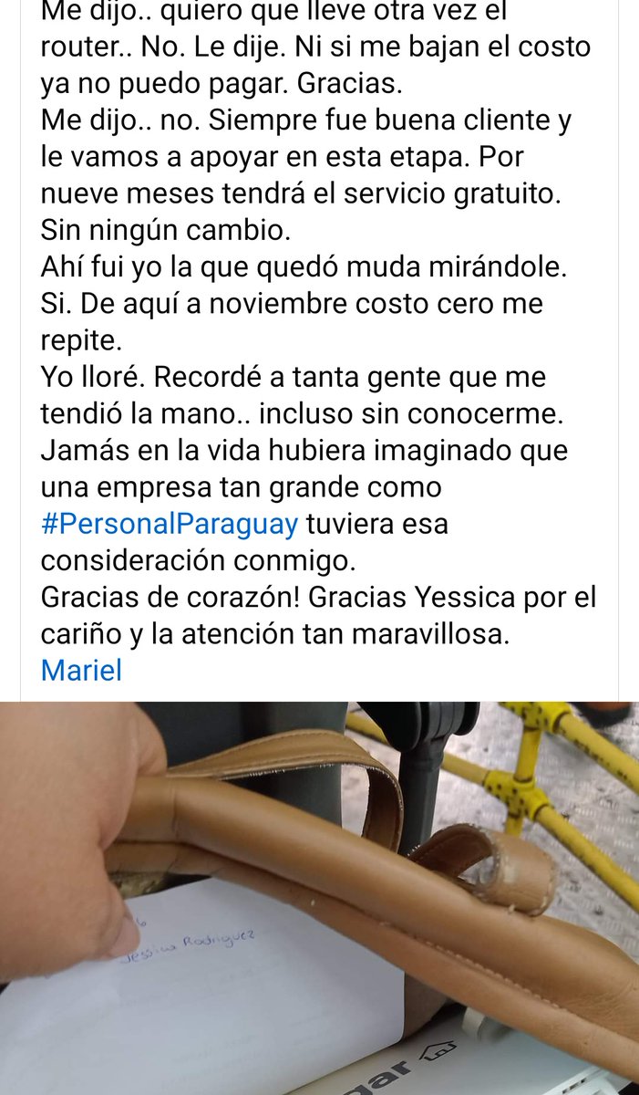 Migrava09's tweet photo. No estoy llorando 😭😭😭

La señora cuenta que fue a personal para dar de baja su internet, ya no puede pagar porque hace 1 año lucha contra el cáncer.
La que le atiende le pide que lo lleve de nueve, que tendrá 9 meses sin costo.

😭😭😭
Aún existe esperanza
Gracias @personalpy https://t.co/oDT7zi2Bjb