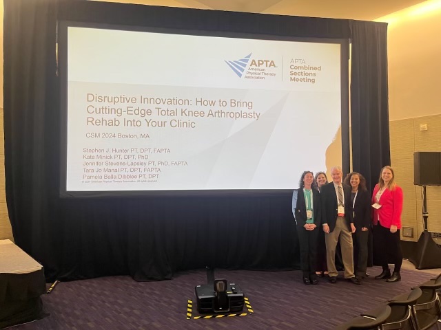 RESTORE Team director @JSLapsley shares exciting new technology for personalized, evidence-based #TKA rehabilitation at #APTAcsm! 📈 #APTACSM2024