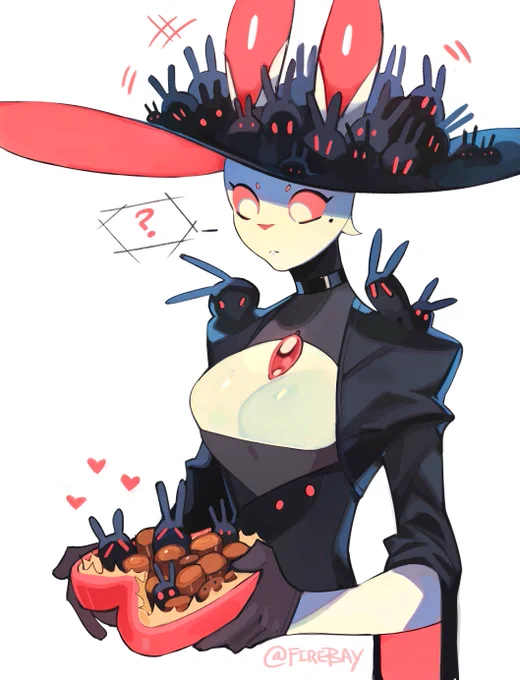 Bun Witch is late for Valentine's Day (she gave away the chocolates to her soul bunnies) 