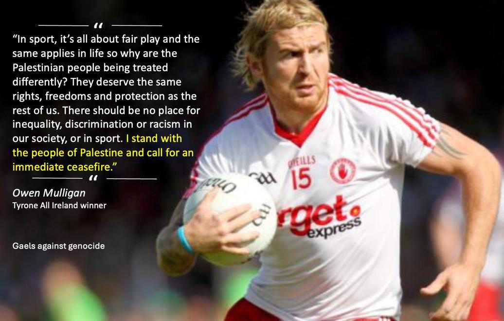 All-Ireland champ @owen_mulligan sticking his head above the parapet & demanding a #CeasefireNOW #Tyrone #TírEoghain #GAA