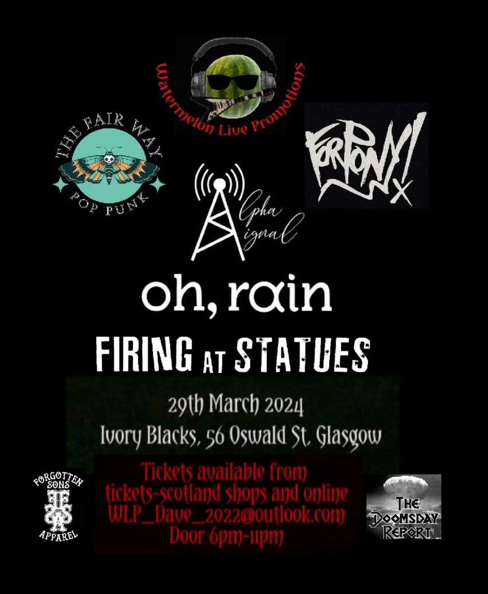 Only 6 weeks to go until we play our first gig of 2024!

#poppunk #glasgow #firingatstatues #forpony #ohrain #alphasignal #thefairway