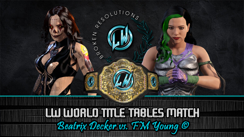 Limitless_LW's tweet photo. In the Night Two main event of Nox Immortalis, @AmazonatHeart dethroned @Trixie_Rabbit for the LW World Title in an all-time classic match. At #BrokenResolutions, we run it back, but this time? We're introducing hardware.

DECKER/YOUNG III: GET THE TABLES!!! https://t.co/URbpcuVyxM
