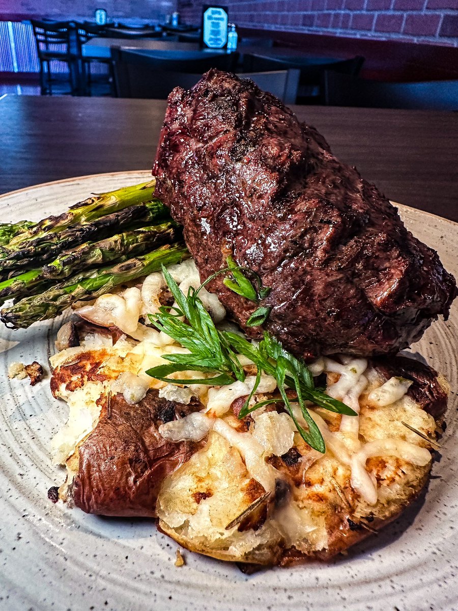 Working on menu items for the new place, Grilled Filet, Charred Asparagus, Rosemary Smashed Roasted Red Potatoes. What y’all think?? 
#bbq #foodie #steak #grub