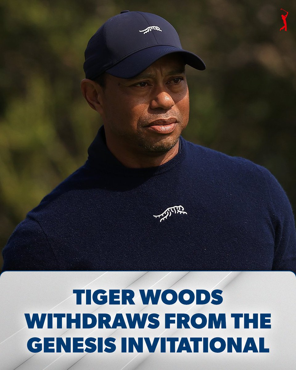 PGATOUR's tweet image. Tournament host Tiger Woods has withdrawn from The Genesis Invitational due to illness.