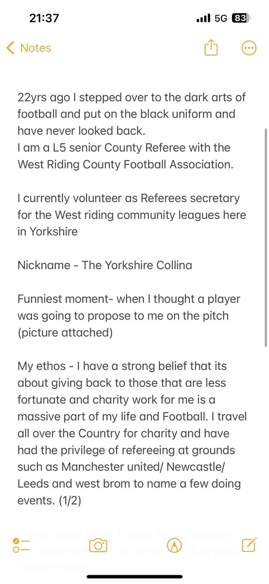 The_refs_room's tweet photo. Tonight we have spoken to a legend of the grassroots game… The one and only “Yorkshire Collina”🤩🇮🇹 

He talked to us all about his reffing career, some funny moments💍 and how much charity work and giving back to football means to him⚽️

A true gent of the game @colinw1982 ⚽️⚽️ https://t.co/t8KorcIQ5P