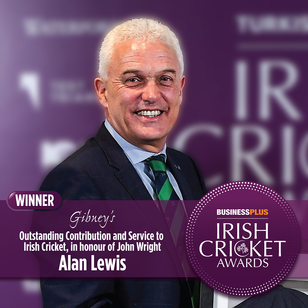 The @GibneysMalahide award for Outstanding Contribution and Service to Irish Cricket, in honour of John Wright goes to Alan Lewis. Read more: bit.ly/48yK2U1 Congratulations Alan 👏👏 #BackingGreen ☘️