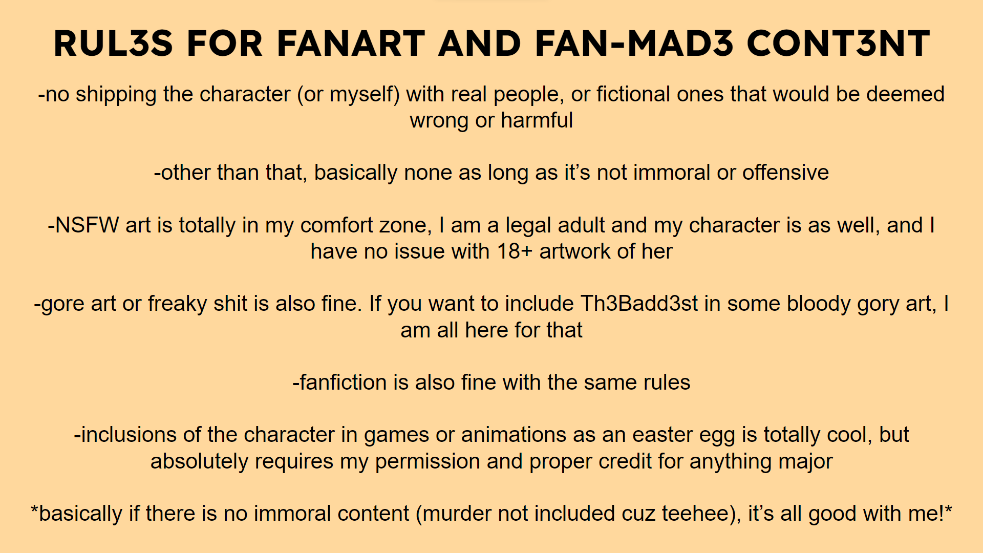 Th3Badd3st on X: &ldquo;Here are my rules for fanart and fan-made work 
