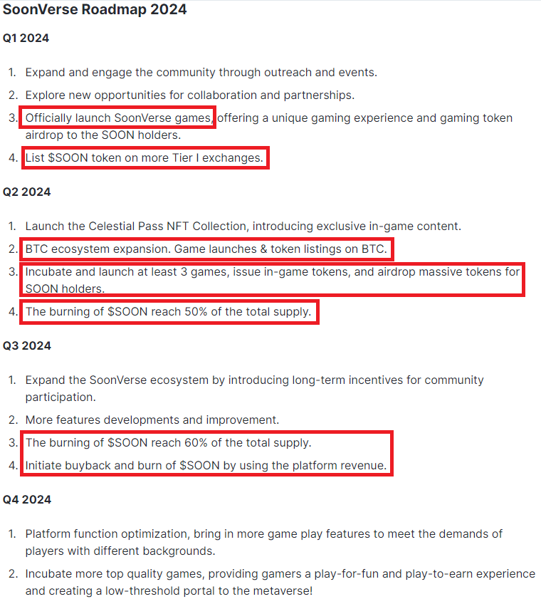 DonnyDicey's tweet photo. What is the TRUE POTENTIAL of $SOON?

Let's go:

If $BTC hits $160k peak bullrun price, the total crypto market cap could be ~ $7 trillion.

With a market cap of only 1.8 million, $SOON holds the potential for a 100x run. Their roadmap outlines a plan to burn 60% of their total supply (730 million coins) by Q3, reducing the maximum supply to 562 million, approximately 5 times the current circulating supply. Even with all coins in circulation, the market cap would roughly sit at 9 million.

However, their community-allocated coins (72%) will release gradually over five years, minimizing immediate dilution. Realistically, the circulating supply might double to around 200 million tokens by the peak of this bull run which is double the current circulating supply.

Considering these factors, a 100x increase from the current market cap to 360 million seems achievable for a project like $SOON, given its strong fundamentals, community engagement, marketing efforts, and hype.

At a market cap of 360 million with 200 million coins in circulation, the token could reach $1.80 per coin, placing it within the top 500. 

If it reaches the top 200, with an 840 million market cap, the token could hit $4.20 per coin, giving a 233x increase.

For me the most bullish scenario might cap at being in the top 200, I am confident $SOON will at least reach the top 500.

Prices if we hit 10 trillion crypto cap: $2.57 to $6.10.

What stands out to me about $SOON is the similarities with MiniClip (OG web2 company) in terms of game incubation and community engagement, it differs significantly due to its integration of web3 technologies and focus on the metaverse. SoonVerse utilizes blockchain and cryptocurrency to power its platform, introduces play-to-earn mechanics, and supports projects within the metaverse space, offering new opportunities for game development, community interaction, and economic incentives within virtual worlds.

They’ve taken a proven business model and enhanced it with Web3 features offering new possibilities for game development, community engagement, and economic incentives within virtual worlds. Imagine if you could have played MiniClip games but they had GameFi features where users can earn rewards within the platform by engaging with games and contributing to the ecosystem.

$SOON is strategically expanding its ecosystem by launching games (check the roadmap screenshot attached) within the BTC ecosystem and listing its token on BTC platforms. Their timing aligns with the upcoming DeFi summer cycle, ensuring they capitalize on the momentum, with an anticipated surge in BRC-20 tokens during Q2. I’m calling that this summer BRC-20 tokens will be going vertical left and right, much like we saw last DeFi summer in 2021 with Pancake swap & BNB. The fact that $SOON is getting amongst it is very bullish in my eyes.

With games dropping in the next 1-2 months + tier 1 exchange listings, $SOON is likely going to see significant hype and price surges in anticipation of these announcements.

Skim through the parts I highlighted on the roadmap. $SOON covers all essential elements for building a vibrant community, generating hype, and delivering a great product. From the introduction of BRC-20 tokens and the launch of new games to extensive airdrops, significant supply burns, revenue-based buybacks, and consistent product enhancements throughout the year.

I also have a gut feeling they might partner with @trycarbonio $CSIX (a decentralized web3 browser).

Looking at the chart, it's clear that $SOON has broken out SOONer than I expected from a significant consolidation. Currently, it's aiming to test resistance lines indicated in the attached chart. Similar to previous pump, we've seen three instances of bull-flag/pennant consolidations (circled on chart) pushing prices higher as resistance turned into support.

This pattern suggests a potential upward trend for $SOON. Breaking the major resistance at 0.038 could trigger another massive run, potentially surpassing the 0.10 mark as it enters price discovery, especially if more and more green volume candles start rolling in.

An altcoin market rally could further amplify this scenario. Otherwise, $SOON might consolidate within a range before continuing its upward trajectory. Despite short-term price action, my long-term outlook remains bullish, and I plan to continue Dollar-Cost Averaging (DCA) if prices dip further.
 
$SOON is sitting at 1.8m market cap. Where do you think @Soon_Verse will land at its peak? Share your thoughts & REPOST 👑 #SoonVerse #Bitcoin #Altcoins #ethereum $VRA $TRIAS $TAO $RIO $CREO $CSIX $GHX $SOON $NAKA $LCX $SOL $AVAX $GALA $BONK $PEPE @SU__Crypto @AltsDaddycom