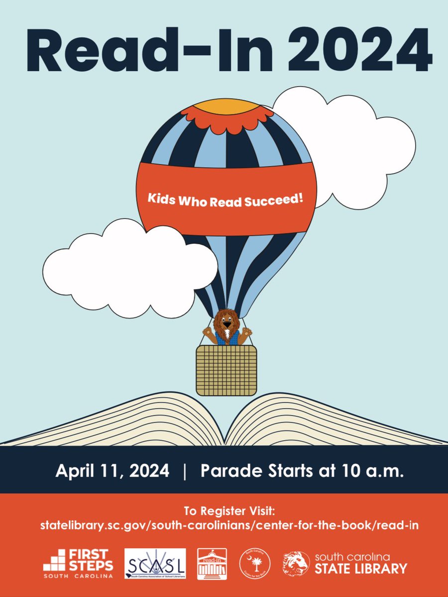 Please join the South Carolina State Library for the annual Read In! Here is the link to the Read In registration and information page on the SCSL website: statelibrary.sc.gov/south-carolini…