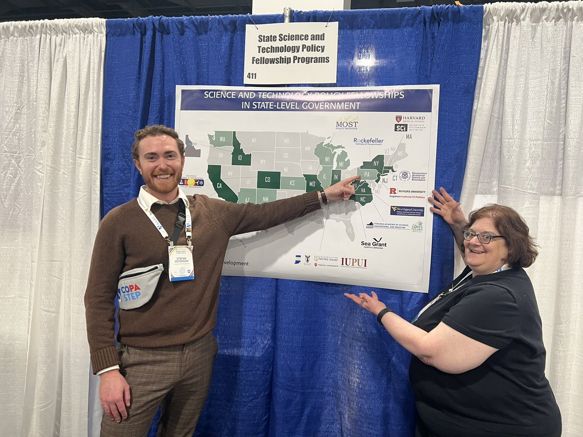 So thrilled at how State S&T policy fellowships have increased since I’ve @Deborah_D_Stine been working with a team on this. Thanks to the @MooreFound for helping establish programs in WV and PA this year. @PetersonStefanT @COPASTEP @WVU_STPolicy Visit @AAASmeetings booth 411!